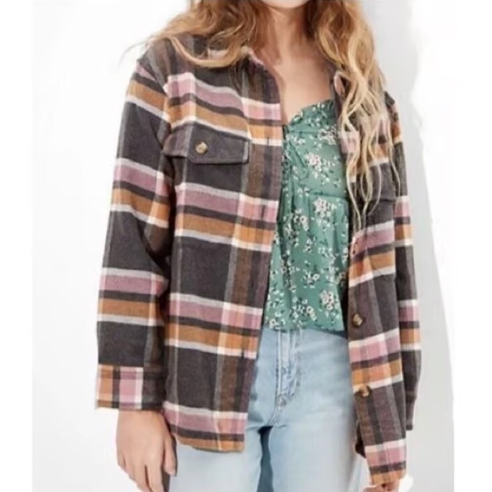 AE Oversized Plaid Flannel Shirt